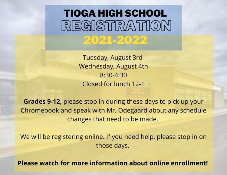 THS registration Aug 3rd & 4th